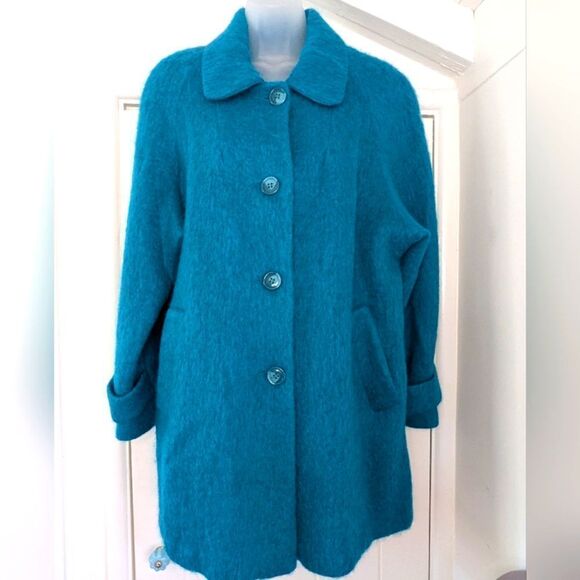 VTG Appleseed's Teal Mohair Jacket Fairycore Princess Classic Coastal  14 - Picture 1 of 13